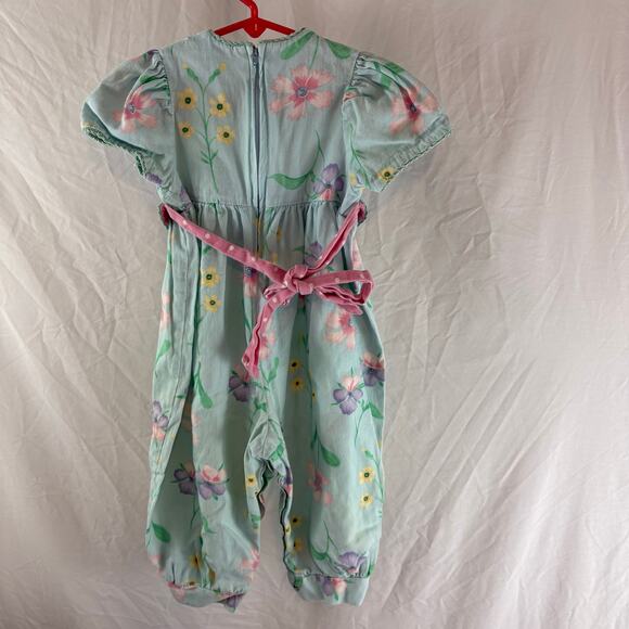 Vintage Hartstrings Baby Floral Bubble Romper Girls 24 Months - Picture 2 of 6